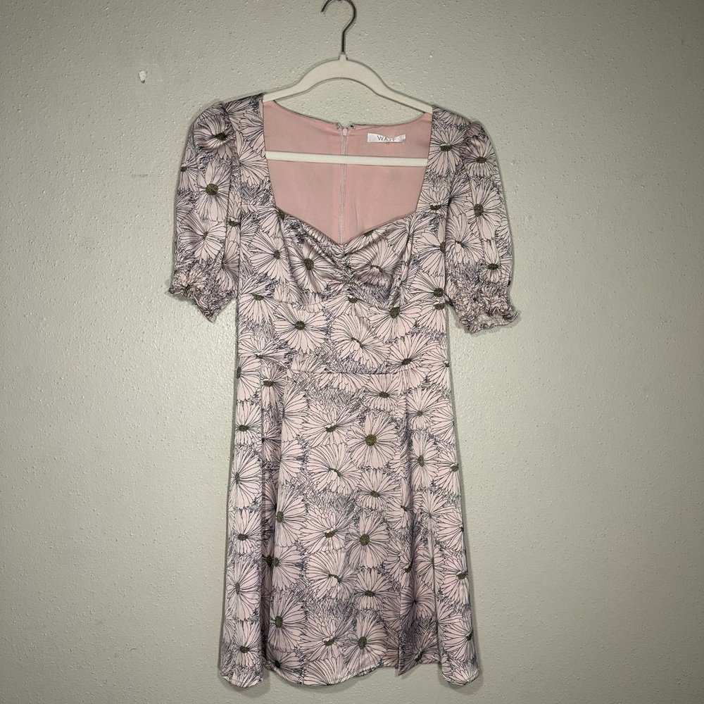 Wayf Beatrix Daisy Floral Short Sleeve Mini Dress